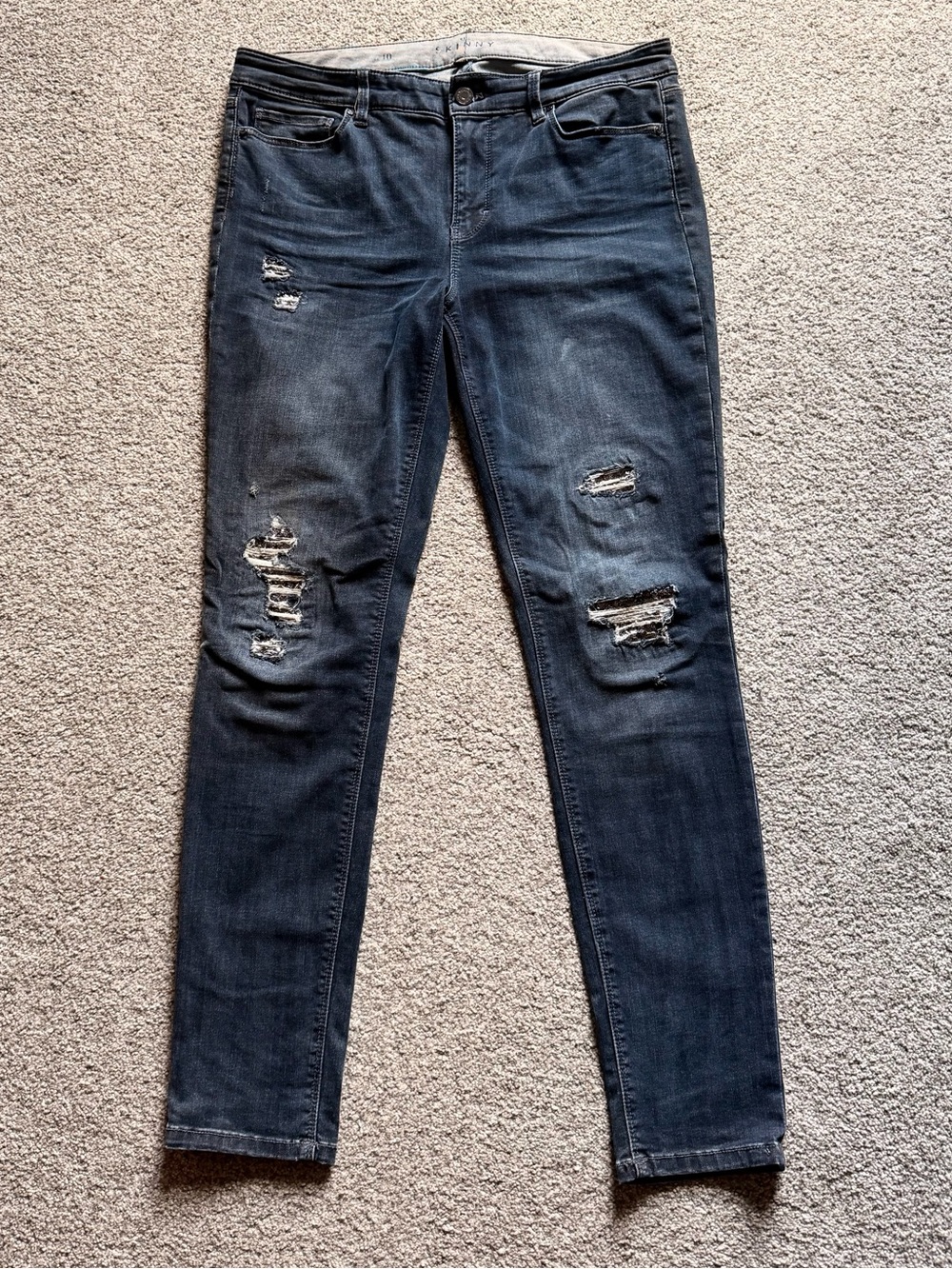 WHBM Distressed Dark Skinny Jeans